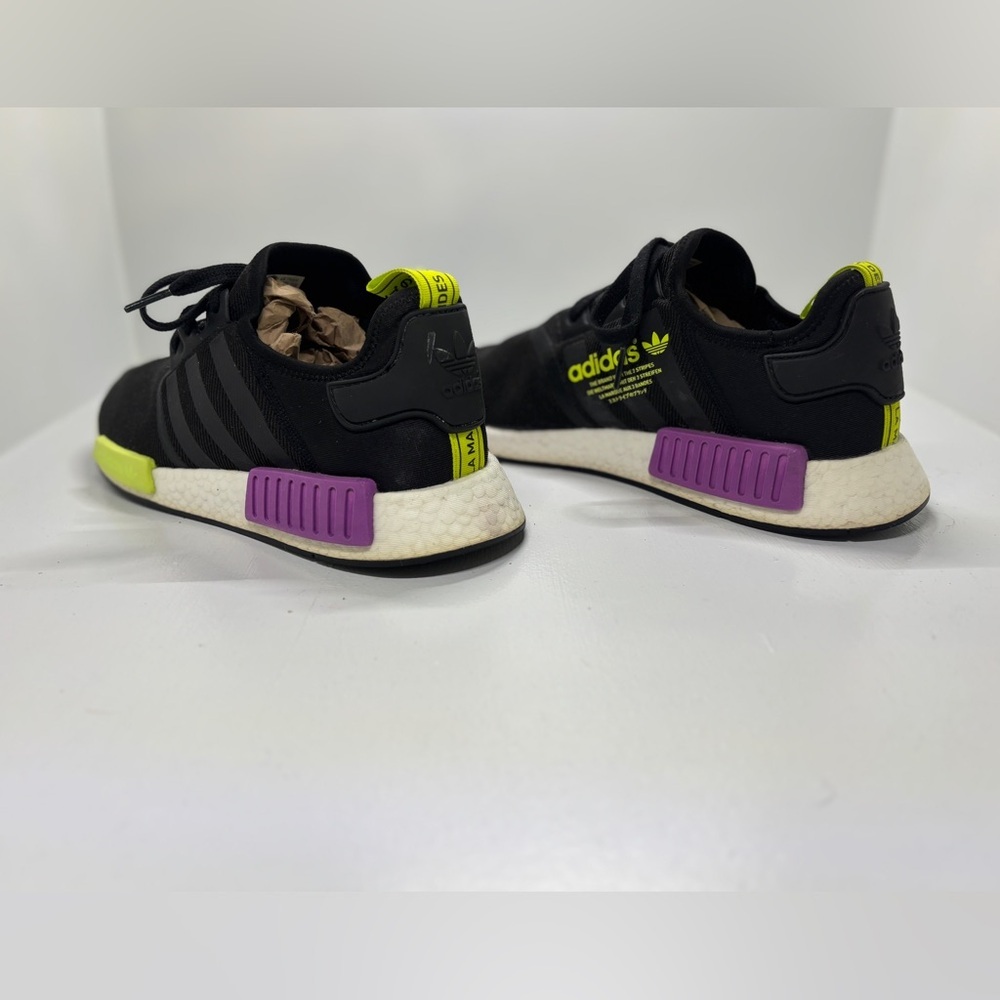 Adidas NMD R1 Black Neon Yellow Purple Boost Sneakers Men’s 11 - Picture 5 of 10